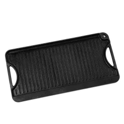 VEVOR Reversible Grill/Griddle, 20x10 inch Pre-Seasoned Cast Iron Griddle, Portable Rectangular Pan with Handle, Family Cookware for Indoor/Outdoor Stove Top Burner, Gas, Camping BBQ, Black