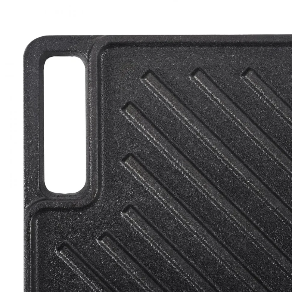 VEVOR Reversible Grill/Griddle, 9.7"x16.7" Pre-Seasoned Cast Iron Griddle, Rectangular Double Burner Griddle Pan, Non-Stick Family Pan Cookware with Handles, Flat Top Plate for BBQ, Gas Grill, Black