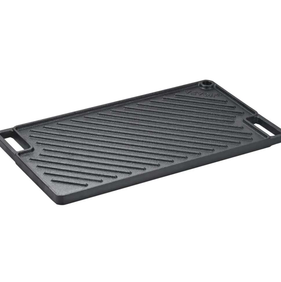 VEVOR Reversible Grill/Griddle, 9.7"x16.7" Pre-Seasoned Cast Iron Griddle, Rectangular Double Burner Griddle Pan, Non-Stick Family Pan Cookware with Handles, Flat Top Plate for BBQ, Gas Grill, Black