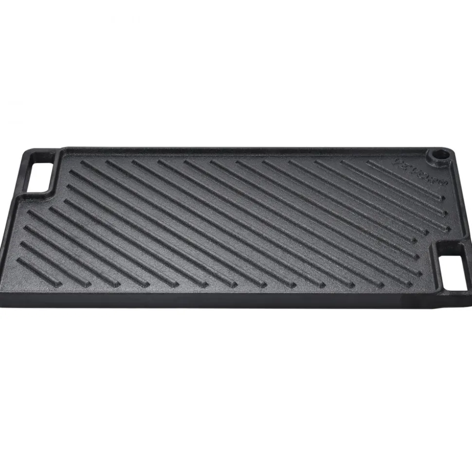 VEVOR Reversible Grill/Griddle, 9.7"x16.7" Pre-Seasoned Cast Iron Griddle, Rectangular Double Burner Griddle Pan, Non-Stick Family Pan Cookware with Handles, Flat Top Plate for BBQ, Gas Grill, Black