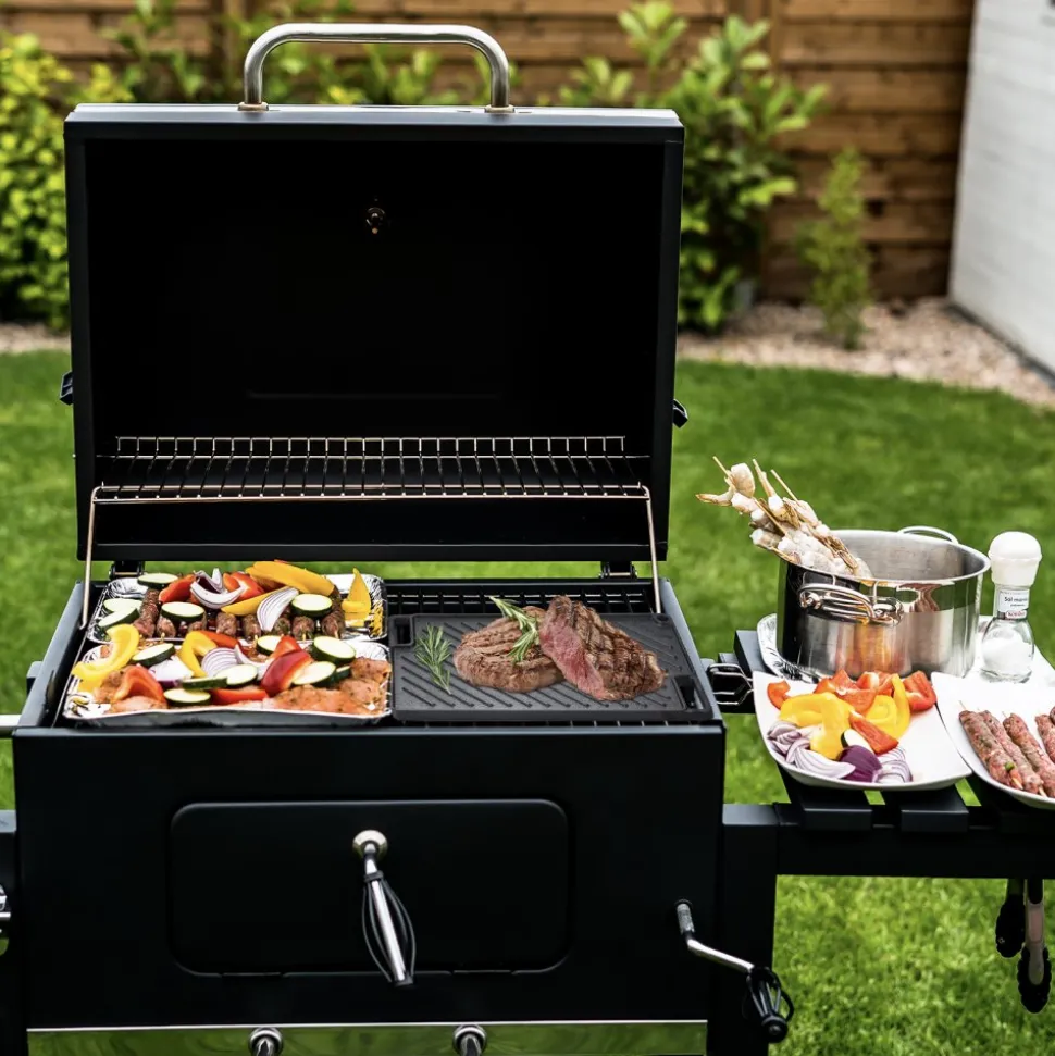VEVOR Reversible Grill/Griddle, 9.7"x16.7" Pre-Seasoned Cast Iron Griddle, Rectangular Double Burner Griddle Pan, Non-Stick Family Pan Cookware with Handles, Flat Top Plate for BBQ, Gas Grill, Black