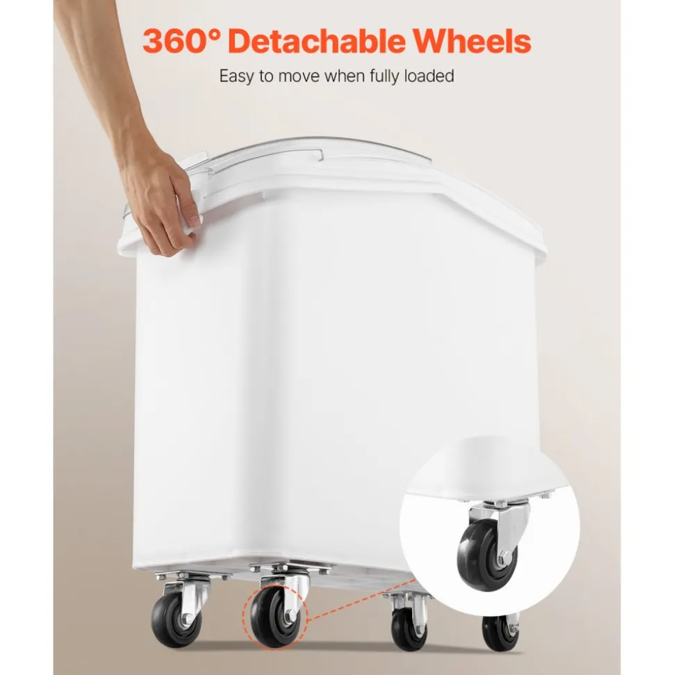 VEVOR Rice Storage Container, 21Gallon/80L Capacity Large Dog Food Dispenser Bin, Kitchen Ingredient Grain Cereal Flour Bin, Pet food Containers with Wheels, Scoop, and Airtight Lid, 1 Pack