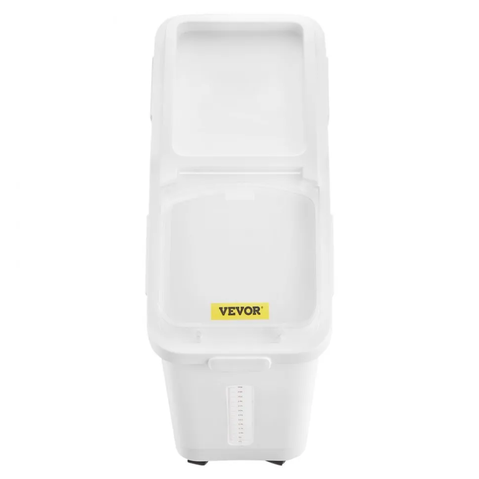 VEVOR Rice Storage Container, 3.5Gal/15Lx2 + 4.5Gal/20Lx2 Large Dog Food Dispenser Bin, Kitchen Ingredient Grain Cereal Bin, Pet food Containers with Wheels, 4 Measuring Cups, Airtight Lid, 4 Pack