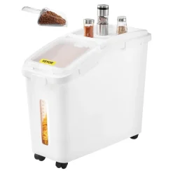 VEVOR Rice Storage Container, 3.5Gal/15Lx2 + 4.5Gal/20Lx2 Large Dog Food Dispenser Bin, Kitchen Ingredient Grain Cereal Bin, Pet food Containers with Wheels, 4 Measuring Cups, Airtight Lid, 4 Pack