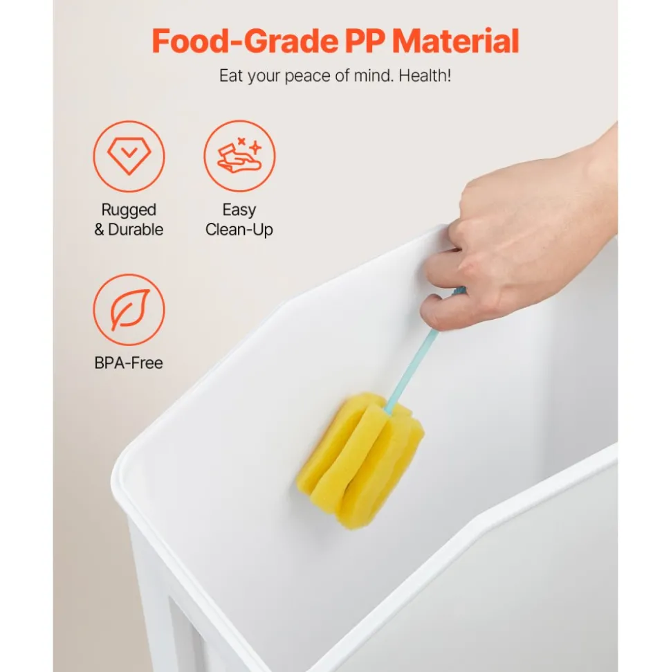 VEVOR Rice Storage Container, 4.5Gallon/20L Capacity Large Dog Food Dispenser Bin, Kitchen Ingredient Grain Cereal Flour Bin, Pet food Containers with Wheels, Measuring Cup, Airtight Lid, 1 Pack