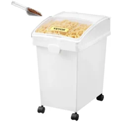 VEVOR Rice Storage Container, 6.6Gallon/25L x3 Capacity Large Dog Food Dispenser Bin, Kitchen Ingredient Grain Cereal Flour Bin, Pet food Containers with Wheels, 3 Scoops, and Airtight Lid, 3 Pack