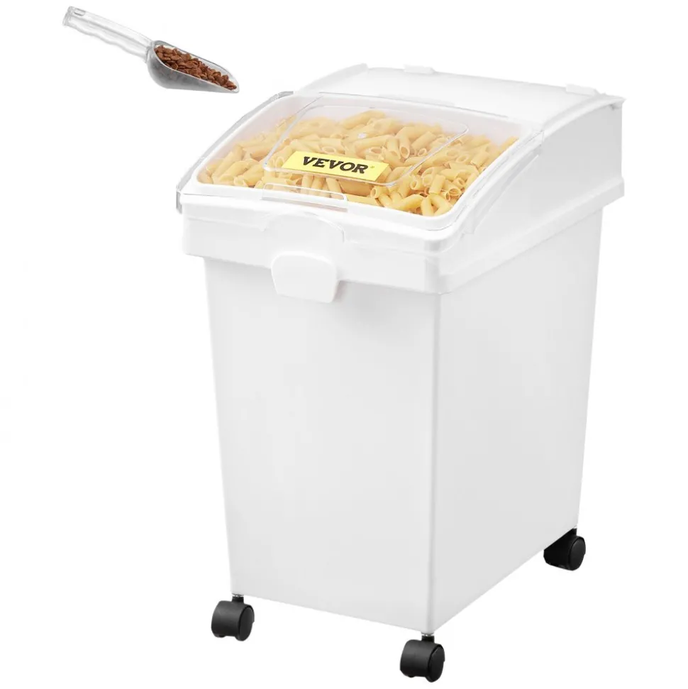 VEVOR Rice Storage Container, 6.6Gallon/25L x3 Capacity Large Dog Food Dispenser Bin, Kitchen Ingredient Grain Cereal Flour Bin, Pet food Containers with Wheels, 3 Scoops, and Airtight Lid, 3 Pack