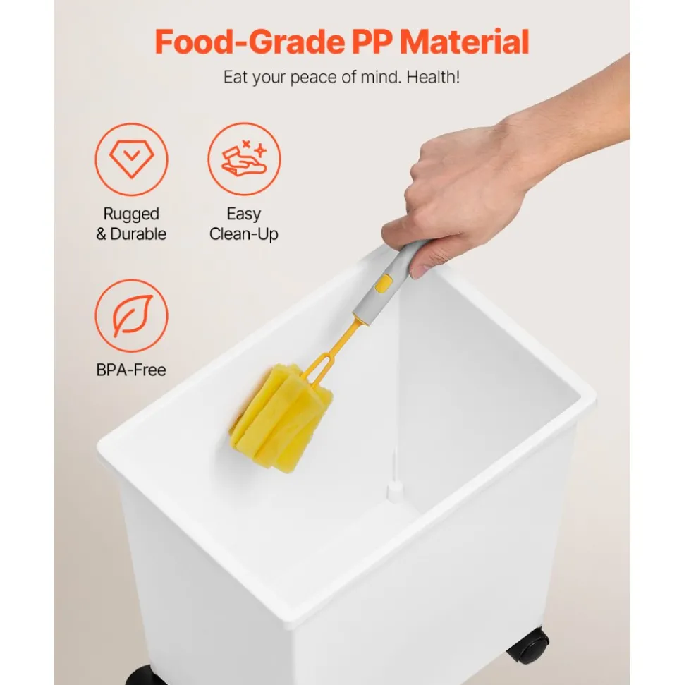 VEVOR Rice Storage Container, 6.6Gallon/25L x3 Capacity Large Dog Food Dispenser Bin, Kitchen Ingredient Grain Cereal Flour Bin, Pet food Containers with Wheels, 3 Scoops, and Airtight Lid, 3 Pack