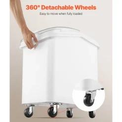 VEVOR Rice Storage Container, 27Gallon/100L Capacity Large Dog Food Dispenser Bin, Kitchen Ingredient Grain Cereal Flour Bin, Pet food Containers with Wheels, Scoop, and Airtight Lid, 1 Pack