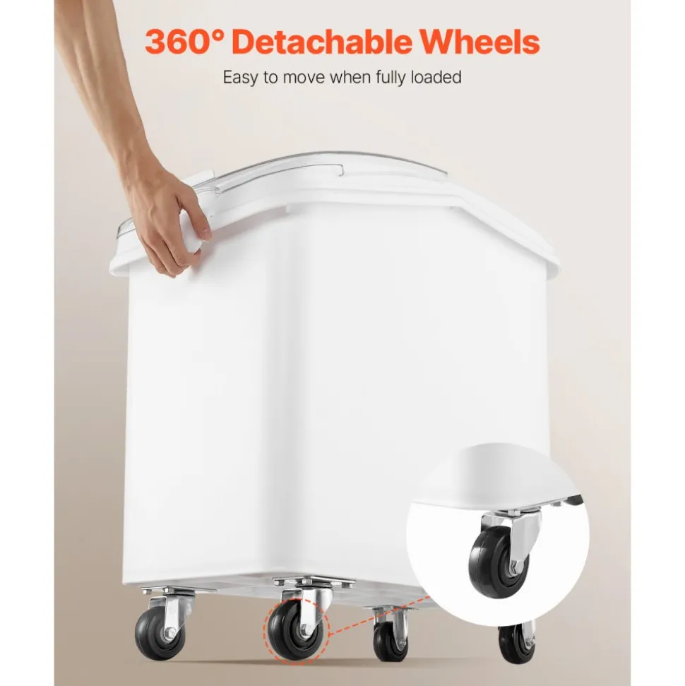 VEVOR Rice Storage Container, 27Gallon/100L Capacity Large Dog Food Dispenser Bin, Kitchen Ingredient Grain Cereal Flour Bin, Pet food Containers with Wheels, Scoop, and Airtight Lid, 1 Pack