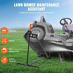 VEVOR Ride on Lawn Mower Lift Jack, 880 Lbs Weight Capacity, Telescopic Maintenance Jack with Crank Handle & Power Tool Handle, Foldable Lawn Tractor Lifter for Lawn Mowers and Garden Tractors, Black