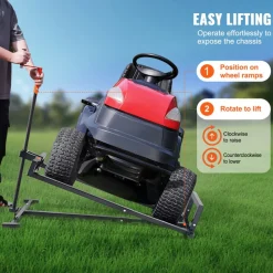 VEVOR Ride on Lawn Mower Lift Jack, 880 Lbs Weight Capacity, Telescopic Maintenance Jack with Crank Handle & Power Tool Handle, Foldable Lawn Tractor Lifter for Lawn Mowers and Garden Tractors, Black