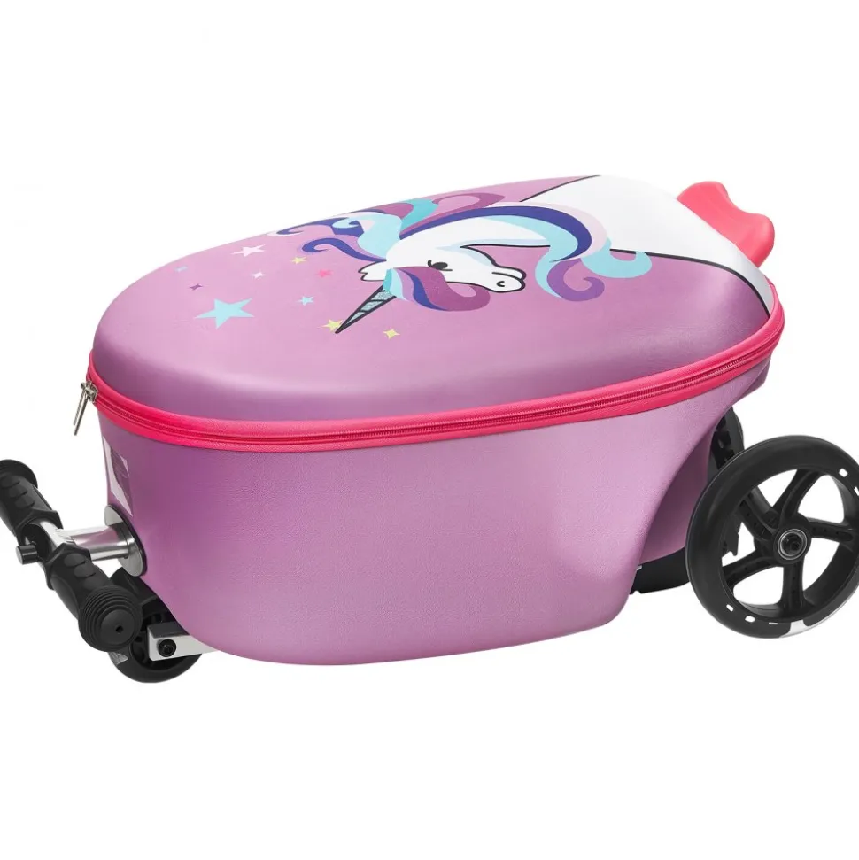 VEVOR Ride-on Luggage, 20 L Capacity, 20 Inches Kids Scooter Suitcase with Flash PU Wheels, Adjustable Handle & TPR Non-Slip Grip, Foldable & Lightweight Scooter Luggage for Kids Aged 5+, Purple