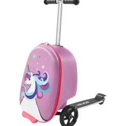 VEVOR Ride-on Luggage, 20 L Capacity, 20 Inches Kids Scooter Suitcase with Flash PU Wheels, Adjustable Handle & TPR Non-Slip Grip, Foldable & Lightweight Scooter Luggage for Kids Aged 5+, Purple