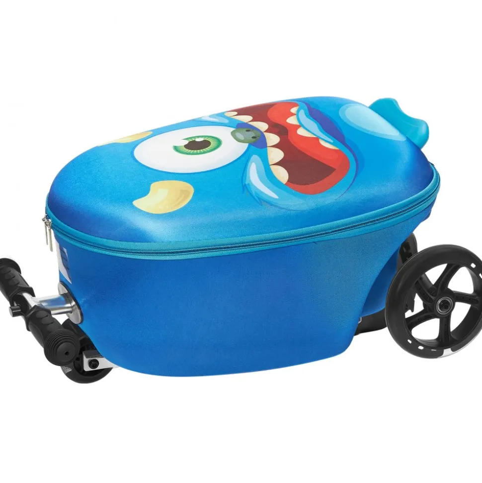 VEVOR Ride-on Luggage, 20 L Capacity, 20 Inches Kids Scooter Suitcase with Flash PU Wheels, Adjustable Handle & TPR Non-Slip Grip, Foldable & Lightweight Scooter Luggage for Kids Aged 5+, Blue