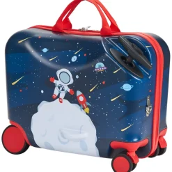 VEVOR Ride-on Luggage, 26 L Capacity, 18 Inches Tow Along Toddler Carry on Luggage with Wheels, Adjustable Shoulder Strap, Lightweight Kids Riding Suitcase for Boys & Girls Aged 3+, Blue & White