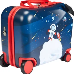 VEVOR Ride-on Luggage, 26 L Capacity, 18 Inches Tow Along Toddler Carry on Luggage with Wheels, Adjustable Shoulder Strap, Lightweight Kids Riding Suitcase for Boys & Girls Aged 3+, Blue & White