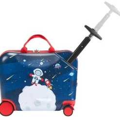 VEVOR Ride-on Luggage, 26 L Capacity, 18 Inches Tow Along Toddler Carry on Luggage with Wheels, Adjustable Shoulder Strap, Lightweight Kids Riding Suitcase for Boys & Girls Aged 3+, Blue & White