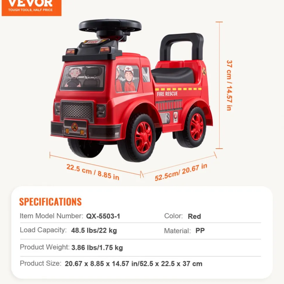 VEVOR Ride On Push Car for Toddlers, Ages 1-3, Ride Racer, Sit to Stand Toddler Ride On Toy, Classic Kids Ride On Car with Music Steering Wheel & Under Seat Storage, Ride On Toy for Boys Girls, Red