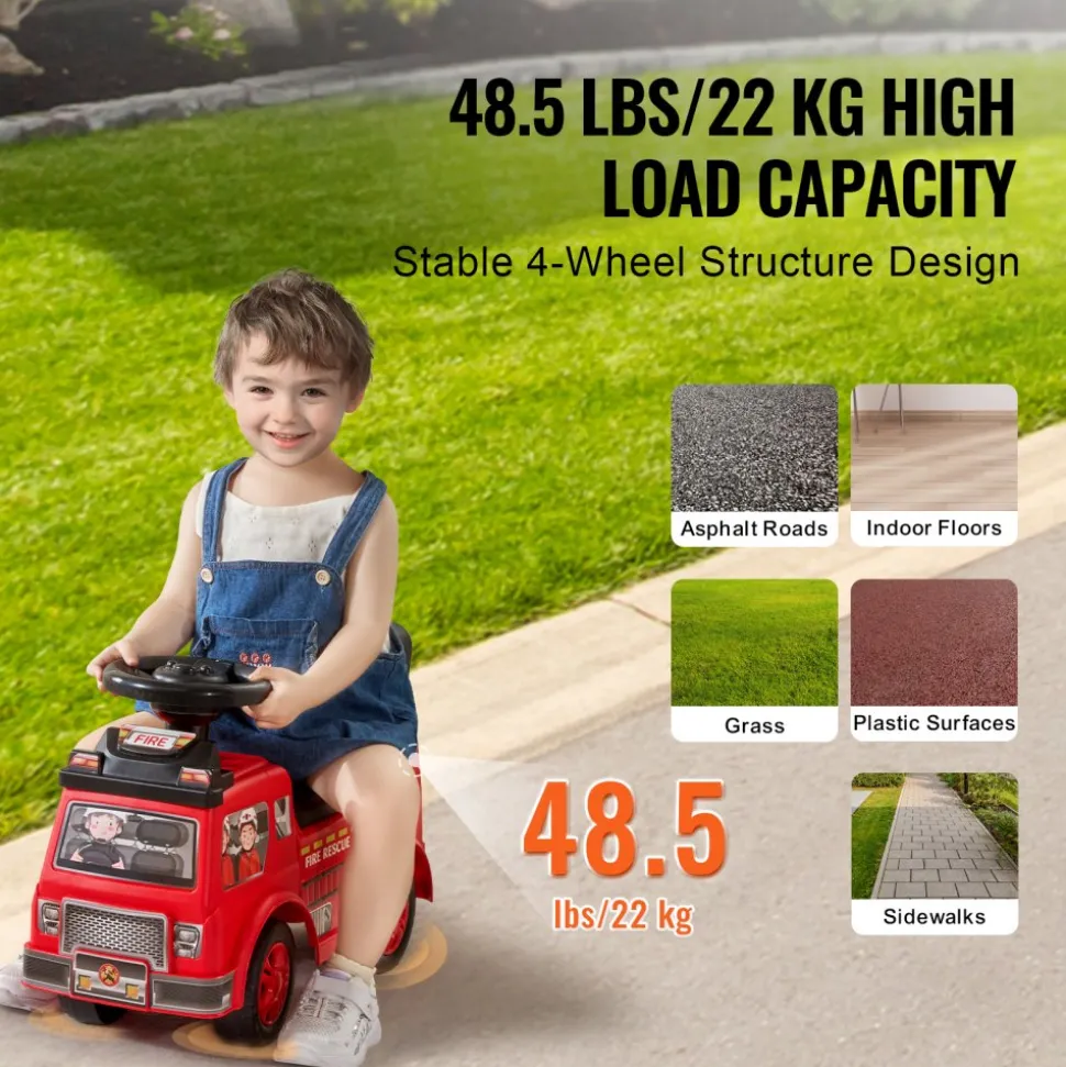 VEVOR Ride On Push Car for Toddlers, Ages 1-3, Ride Racer, Sit to Stand Toddler Ride On Toy, Classic Kids Ride On Car with Music Steering Wheel & Under Seat Storage, Ride On Toy for Boys Girls, Red