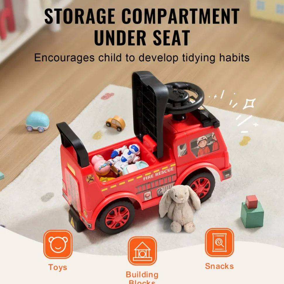 VEVOR Ride On Push Car for Toddlers, Ages 1-3, Ride Racer, Sit to Stand Toddler Ride On Toy, Classic Kids Ride On Car with Music Steering Wheel & Under Seat Storage, Ride On Toy for Boys Girls, Red