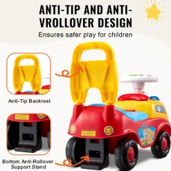 VEVOR Ride On Push Car for Toddlers, Ages 1-3, Ride Racer, Sit to Stand Toddler Ride On Toy, Classic Kids Ride On Car with Music Steering Wheel, Horn & Under Seat Storage, Ride On Toy for Boys Girls