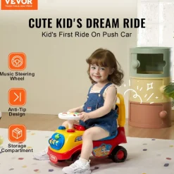 VEVOR Ride On Push Car for Toddlers, Ages 1-3, Ride Racer, Sit to Stand Toddler Ride On Toy, Classic Kids Ride On Car with Music Steering Wheel, Horn & Under Seat Storage, Ride On Toy for Boys Girls