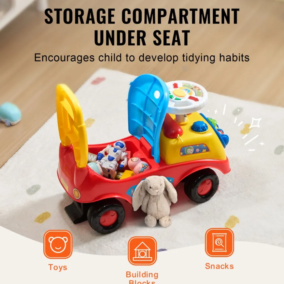 VEVOR Ride On Push Car for Toddlers, Ages 1-3, Ride Racer, Sit to Stand Toddler Ride On Toy, Classic Kids Ride On Car with Music Steering Wheel, Horn & Under Seat Storage, Ride On Toy for Boys Girls