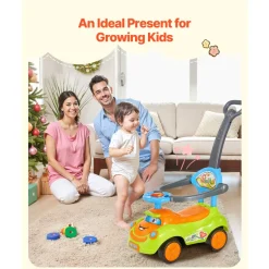 VEVOR Ride On Push Car, Push Car for Toddler 19 to 36 Months, Around Buggy with Guardrails, Handle & Under-seat Storage, 55 lbs Load Capacity, Foot-to-Floor Walker for Boys Girls, Green