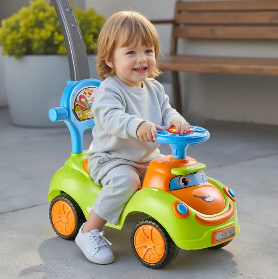 VEVOR Ride On Push Car, Push Car for Toddler 19 to 36 Months, Around Buggy with Guardrails, Handle & Under-seat Storage, 55 lbs Load Capacity, Foot-to-Floor Walker for Boys Girls, Green