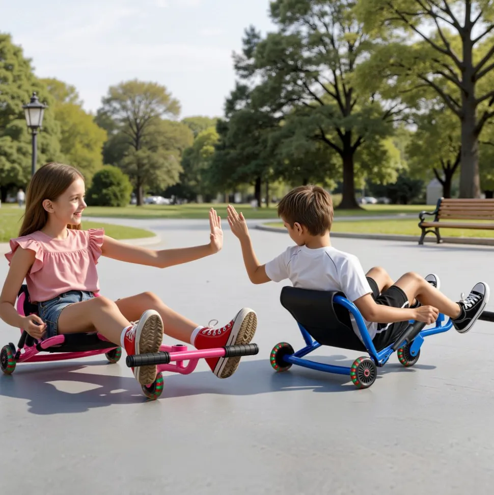 VEVOR Ride on Scooter 150 lbs Swing Side-to-Side for Amazing Riding Pink, for Ages 4+, Powered by Zig-Zag Motion, Ride on Toy with 3 Adjustable Length, Brake Lever, Hard Surface Indoor & Outdoor