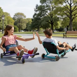 VEVOR Ride on Scooter 132 lbs Swing Side-to-Side for Amazing Riding Red, for Ages 4+, Powered by Zig-Zag Motion, Ride on Drifting Toy, with Adjustable Length, for Hard Surface, Indoor & Outdoor