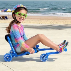 VEVOR Ride on Scooter, Load Capacity of 132 lbs, Swing Side-to-Side for Amazing Ride Powered by Zig-Zag Motion, Ride on Drifting Toy for Ages 4+, Rides on Any Hard Surface for Indoor & Outdoor, Blue
