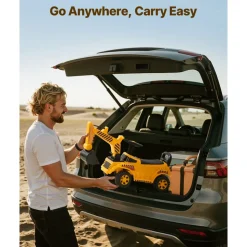 VEVOR Ride On Toddler Car, Push Car for Toddler 19 to 36 Months, Excavator Digger Toy with Helmet & Music, 55 lbs Load Capacity, Foot-to-Floor Walker for Kids, Yellow