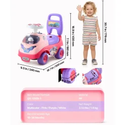 VEVOR Ride On Toddler Push Car, Push Car for Toddler 19 to 36 Months, Kids Ride On Toy with Horn & Music, 48.5 lbs Load Capacity, Under-seat Storage, Foot-to-Floor Walker for Toddlers Boys Girls