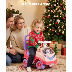 VEVOR Ride On Toddler Push Car, Push Car for Toddler 19 to 36 Months, Kids Ride On Toy with Horn & Music, 48.5 lbs Load Capacity, Under-seat Storage, Foot-to-Floor Walker for Toddlers Boys Girls