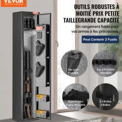VEVOR 3 Rifles Gun Safe, Rifle Safe with Lock & Digital Keypad, Quick Access Gun Storage Cabinet with Removable Shelf, Pistol Rack, Rifle Cabinet for Home Rifle and Pistols