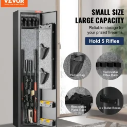 VEVOR 5 Rifles Gun Safe, Rifle Safe with Fingerprint Lock, Quick Access Gun Storage Cabinet for Shotguns with Removable Shelf, Pistol Rack, Ammo Storage Box for Home Long Gun and Pistols