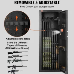 VEVOR 6-8 Rifles Gun Safe, Rifle Safe with Lock & Digital Keypad, Quick Access Tall Gun Storage Cabinet with Removable Shelf, Rifle Cabinet for Home Rifle and Shotguns