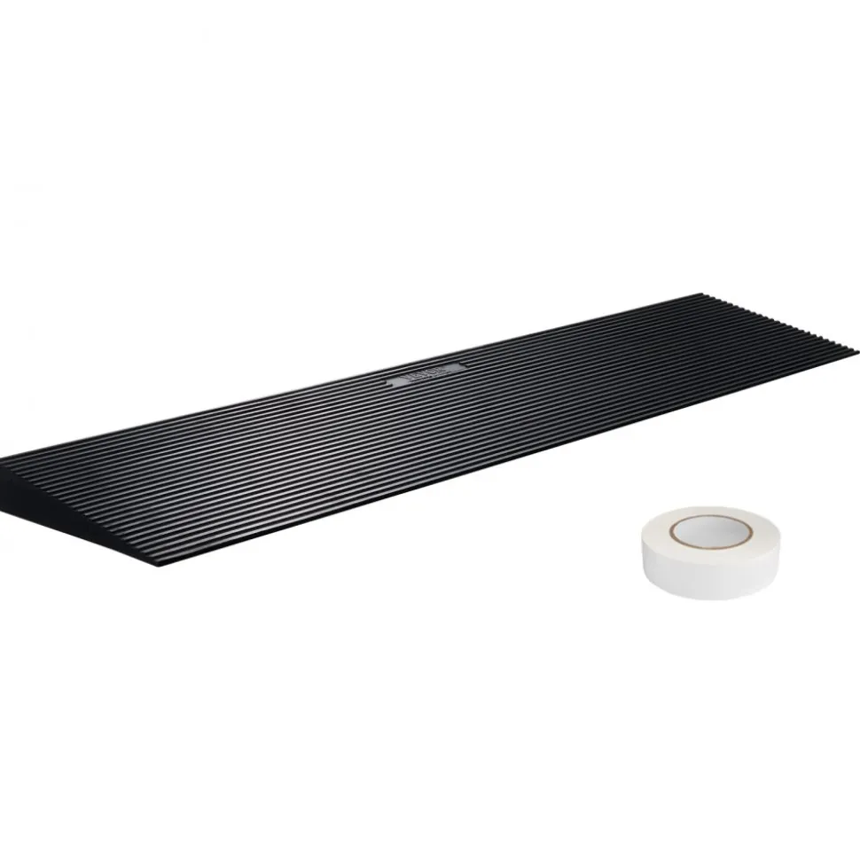 VEVOR 1.2" Rise Cuttable Threshold Ramp for Sweeping Robot, 35.4" Wide Natural Rubber Wheelchair Ramp, Non-Slip Solid Rubber Ramp with Double-Sided Tape for Doorways, Driveways, Bathroom, Smooth Tile