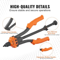 VEVOR Rivet Nut Tool, 14 in Rivnut Tool Kit with 7 PCS Metric and SAE Mandrels, 70 PCS Assorted Rivet Nuts, 10-24, 1/4-20, M6, 5/16-18, M8, 3/8-16, M10, With Rugged Carrying Case, for DIY, Repairs