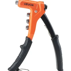 VEVOR Rivet Nut Tool Kit, 9-Inch One-Handed Rivnut Tool Kit, with 8 Mandrels, a Step Drill Bit and 80 Nuts, Metric and SAE Size M3, M4, M5, M6, 6-32, 8-32, 10-24, 1/4-20 UNC, with a Carrying Case