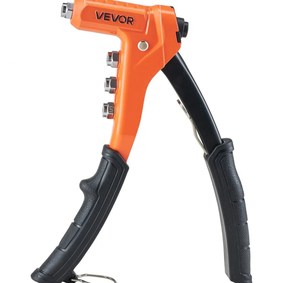 VEVOR Rivet Nut Tool Kit, 9-Inch One-Handed Rivnut Tool Kit, with 8 Mandrels, a Step Drill Bit and 80 Nuts, Metric and SAE Size M3, M4, M5, M6, 6-32, 8-32, 10-24, 1/4-20 UNC, with a Carrying Case