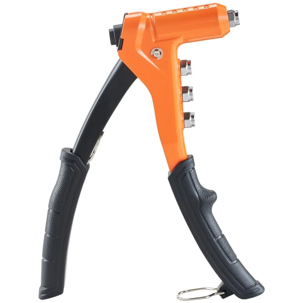 VEVOR Rivet Nut Tool Kit, 9-Inch One-Handed Rivnut Tool Kit, with 8 Mandrels, a Step Drill Bit and 80 Nuts, Metric and SAE Size M3, M4, M5, M6, 6-32, 8-32, 10-24, 1/4-20 UNC, with a Carrying Case
