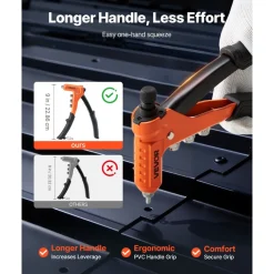 VEVOR Rivet Nut Tool Kit, 9-Inch One-Handed Rivnut Tool Kit, with 8 Mandrels, a Step Drill Bit and 80 Nuts, Metric and SAE Size M3, M4, M5, M6, 6-32, 8-32, 10-24, 1/4-20 UNC, with a Carrying Case