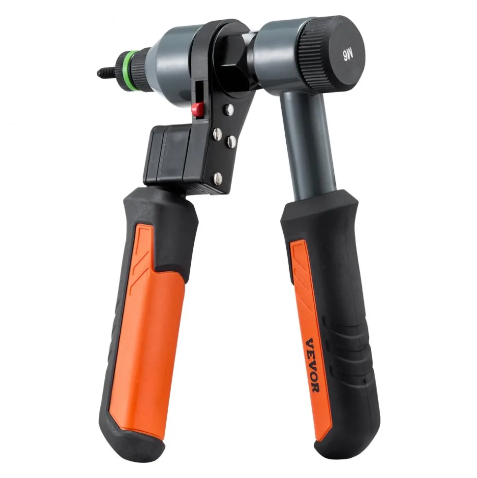 VEVOR Rivet Nut Tool Kit, 9-Inch Ratchet Rivnut Tool Kit, with 10 Mandrels and 100 Nuts, Metric and SAE Size M5, M6, M8, M10, M12, 8-32, 10-24, 1/4-20, 5/16-18, 3/8-16 UNC, with a Rugged Carrying Case