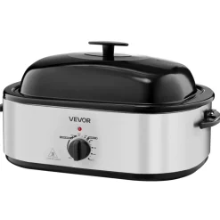 VEVOR Roaster Oven, 22QT Electric Roasting Pan, 150-450℉ Adjustable Temperature Multifunctional Electric Roaster Oven with Self-Basting Lid, Defrost & Warm Function for Holiday Meal, Fits 26lb Turkey