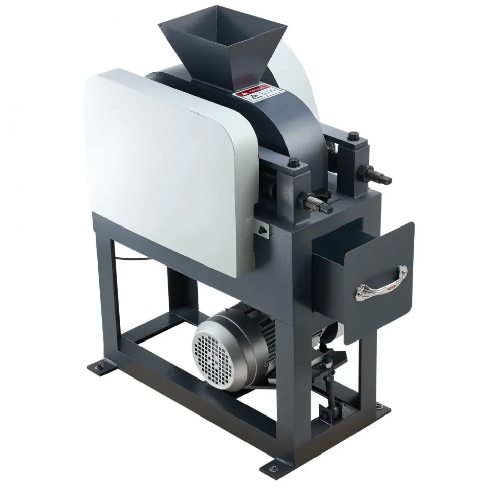VEVOR Rock Crusher, 220V Double Roller Crushers, Industrial Shredder with 2.56x0.59 inch Dual Feed Inlets, 1740RPM Speed Stone Grinder Rock Crusher, 1.5KW Electric Shatter Pulverizer, 860kg/h Crushing
