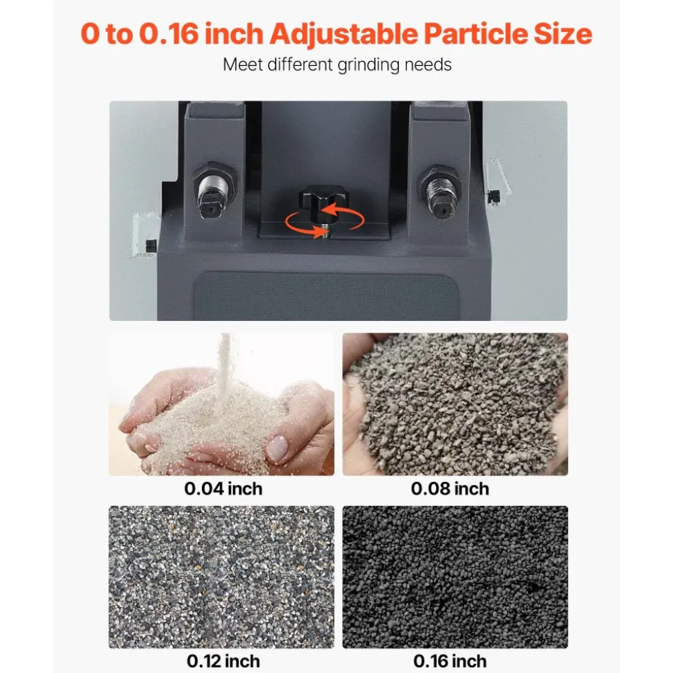 VEVOR Rock Crusher, 220V Double Roller Crushers, Industrial Shredder with 2.56x0.59 inch Dual Feed Inlets, 1740RPM Speed Stone Grinder Rock Crusher, 1.5KW Electric Shatter Pulverizer, 860kg/h Crushing