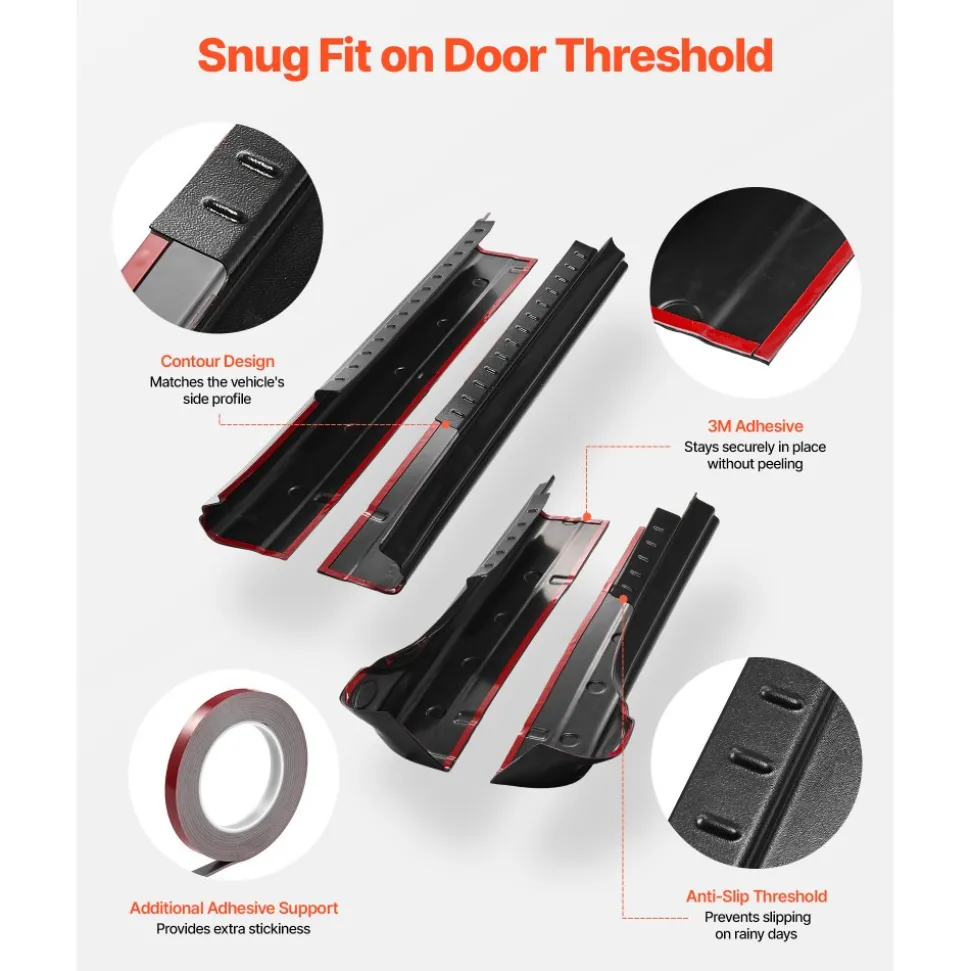 VEVOR Rocker Panel Guard, 4-Piece Set Compatible with 2014-2018 Chevrolet Silverado 1500 Extended Cab, Replacement for 14068 Trail Armor Side Skirts Extension Body Kit, Driver Side, 3M Adhesive, Black